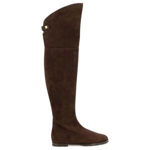 MAISON SKORPIOS Women's Over-the-Knee Suede Boots with Buckle Detail Women BROWN